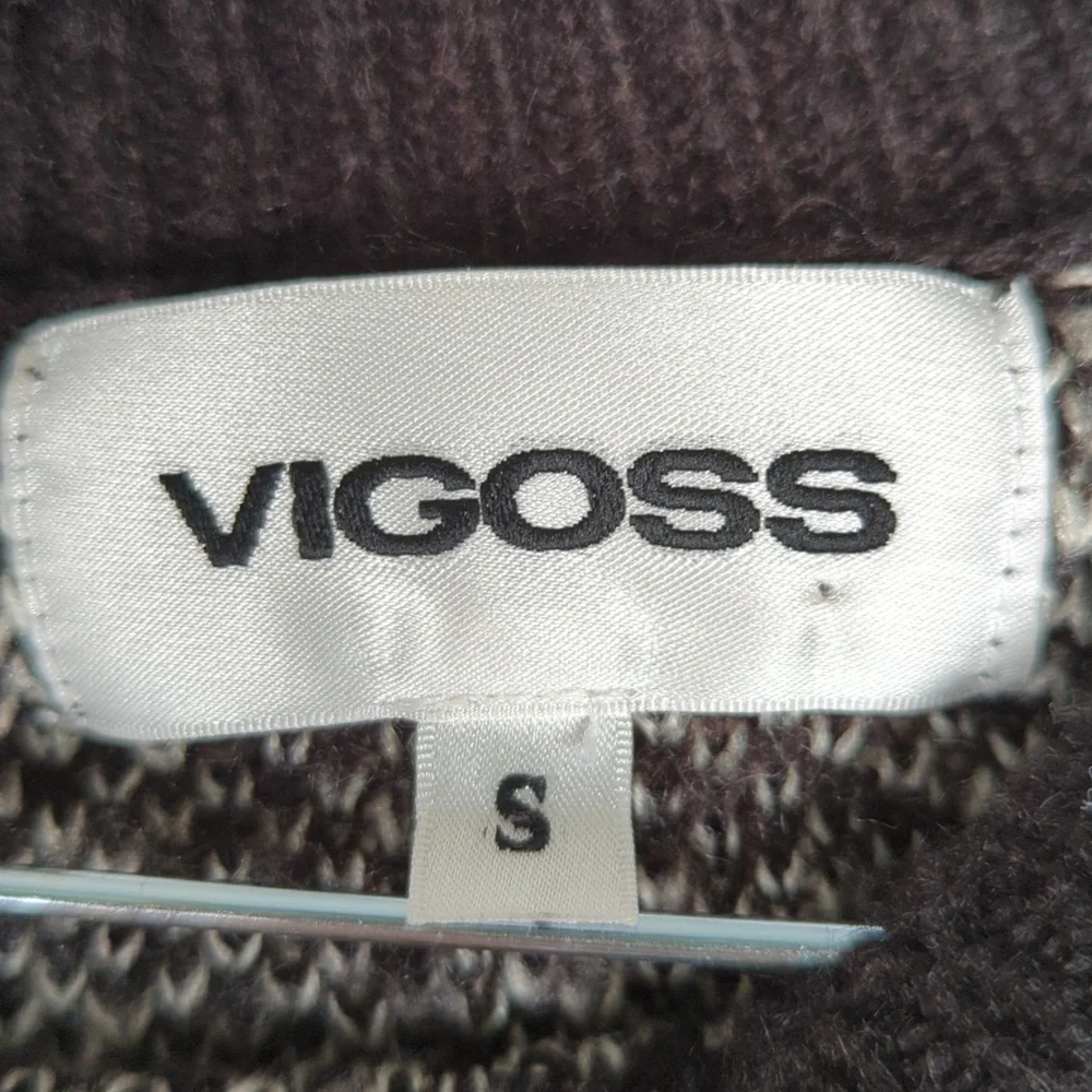 VIGOSS Women's Black & White Houndstooth Cropped Crewneck Boxy Sweater‎ Size S
